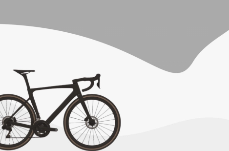 Image montrant un vélo devant un fond abstrait (peut-être des collines) - nuance de gris