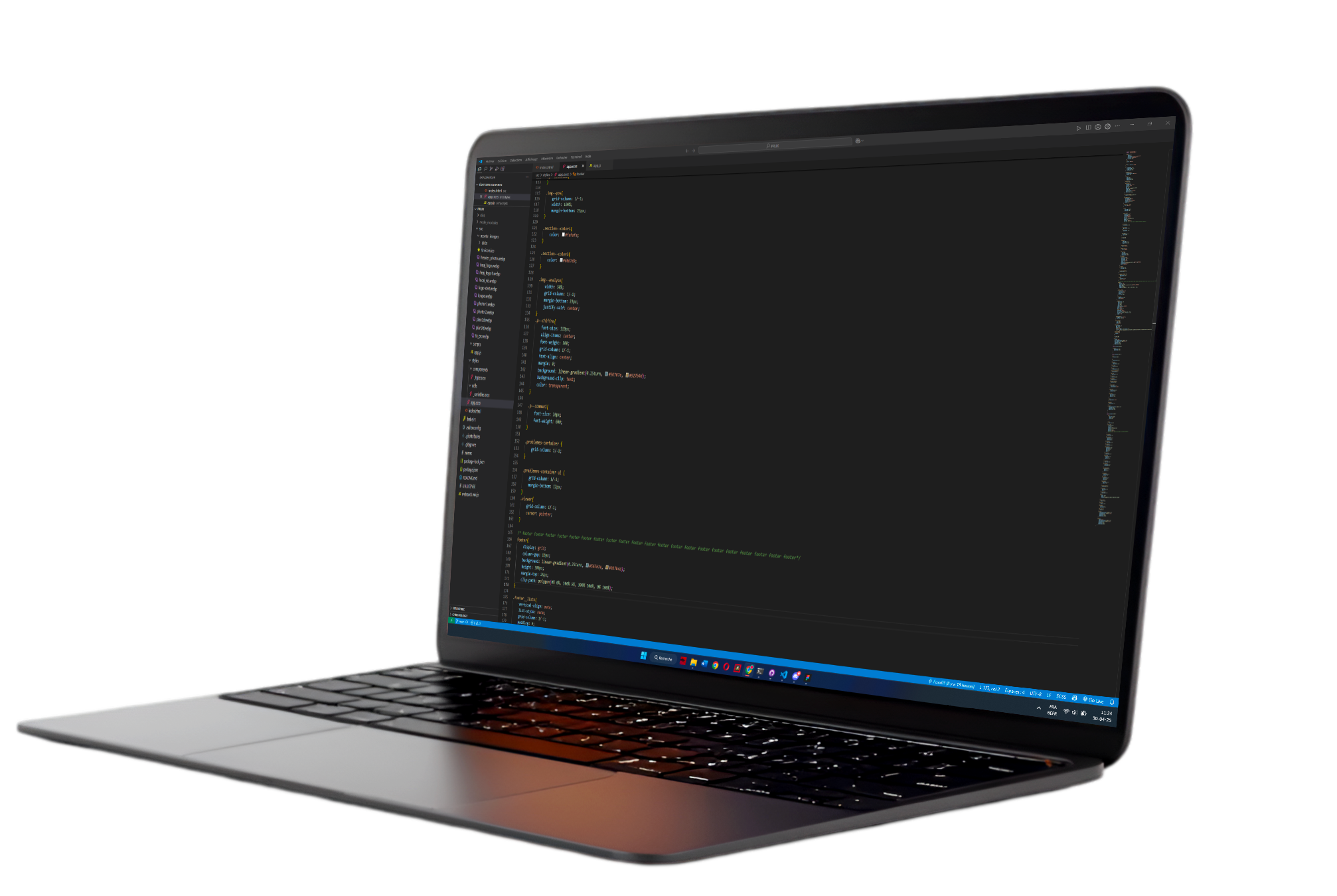 Mock-Up montrant du code affiché sur l'écran d'un PC portable.