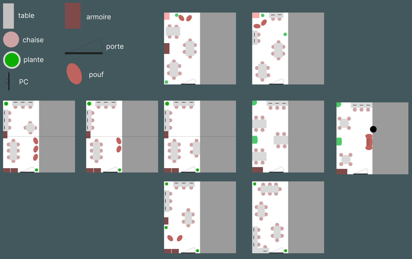 Image montrant les différents plans du local qui on permis de réfléchir à l'agencement du mobilier.