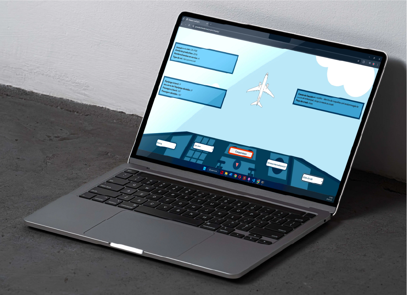 MockUp du rendu du site que nous avons codé. L'image de base vient de FreePik, je l'ai retravaillée avec Photoshop.