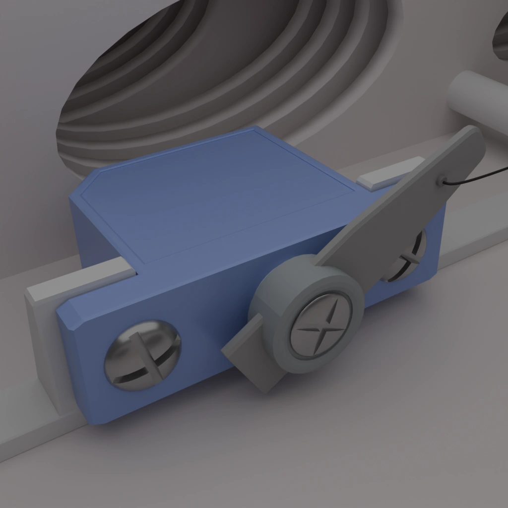 Un des servos moteur positionné dans le fuselage du drone - Réalisé par mes soins avec Blender