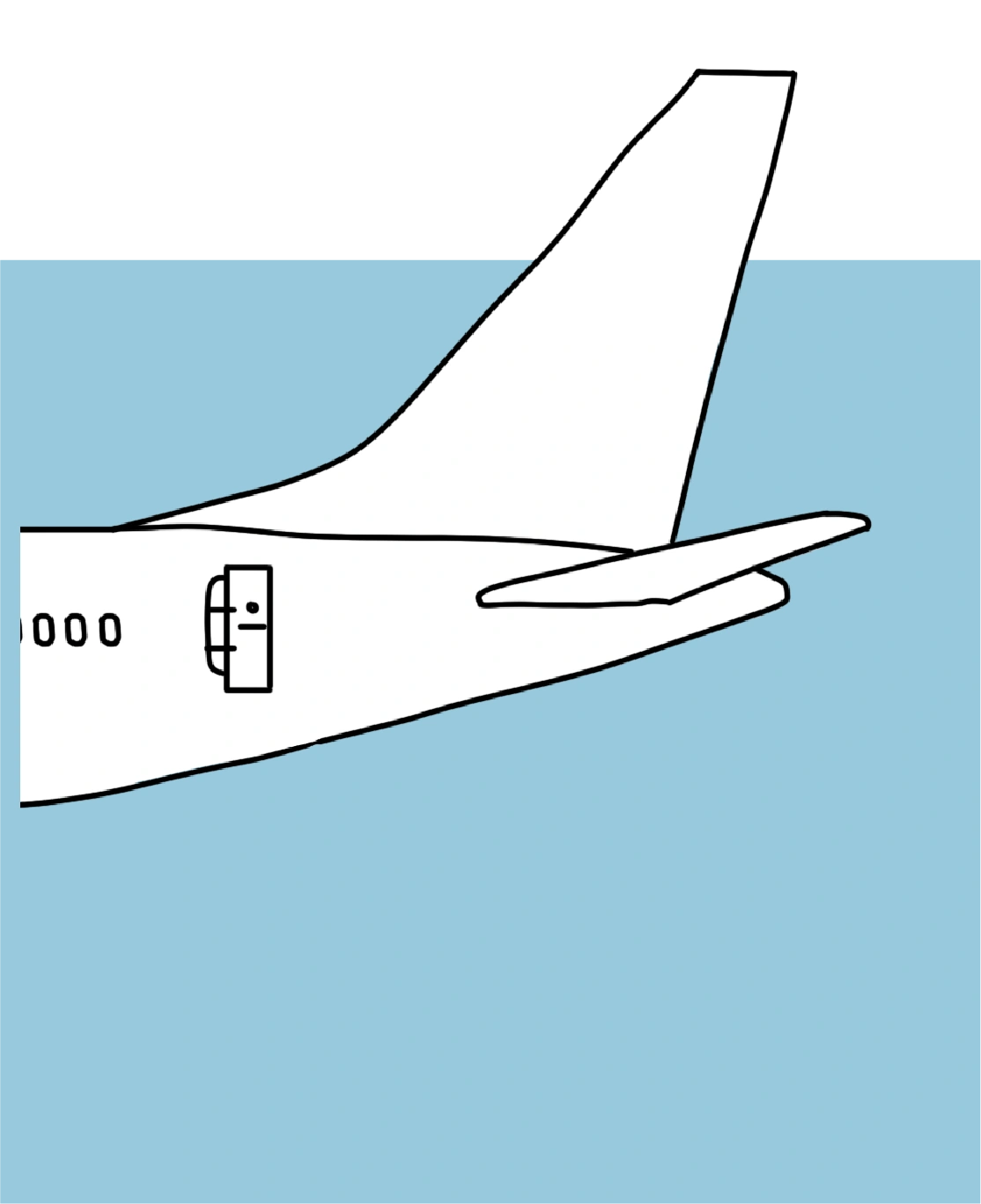 Section arrière d'un Boeing 737 illustrée par mes soins.